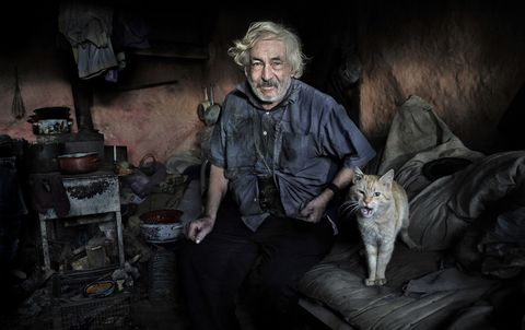 Old man and the cat